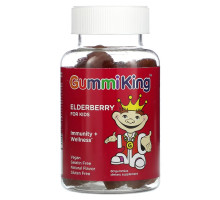 GummiKing, Elderberry for Kids, Immunity + Wellness, Raspberry, 60 Gummies