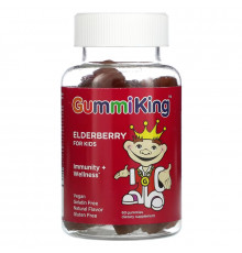 GummiKing, Elderberry for Kids, Immunity + Wellness, Raspberry, 60 Gummies