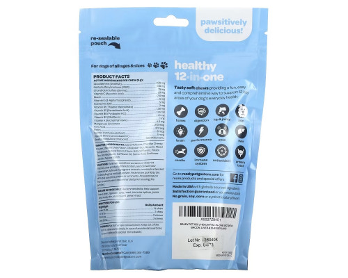 Ready Pet Go, Healthy 12-In-One, For Dogs, All Ages, Bacon, Liver & Cheese, 90 Soft Chews, 12.7 oz (360 g) Ready Pet Go, Healthy 12-In-One, For Dogs, All Ages, Bacon, Liver & Cheese, 90 Soft Chews, 12.7 oz (360 g)