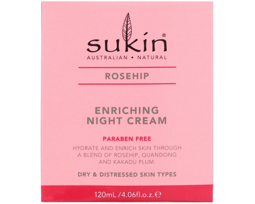 Sukin, Enriching Night Cream, Rosehip, 4.06 fl oz (120 ml) Sukin, Enriching Night Cream, Rosehip, 4.06 fl oz (120 ml)