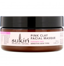 Sukin, Pink Clay Facial Masque, Sensitive, 3.38 fl oz (100 ml)