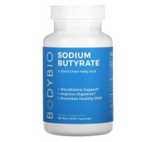 BodyBio, Sodium Butyrate, 100 Non-GMO Capsules