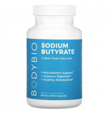 BodyBio, Sodium Butyrate, 60 Non-GMO Capsules