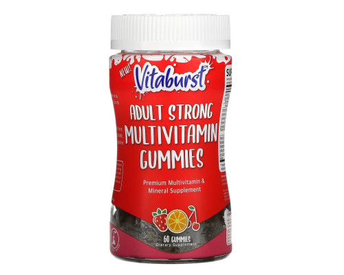 Vitaburst, Adult Strong Multivitamin Gummies, Strawberry, Orange & Cherry, 60 Gummies Vitaburst, Adult Strong Multivitamin Gummies, Strawberry, Orange & Cherry, 60 Gummies