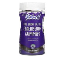 Vitaburst, Feel Berry Better Elderberry Gummies, Elderberry Flavor, 60 Vegan Gummies