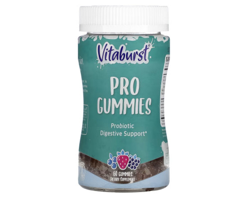 Vitaburst, Vitaburst, Pro Gummies, пробиотики для поддержки пищеварения, ягоды, 60 жевательных таблеток Vitaburst, Vitaburst, Pro Gummies, пробиотики для поддержки пищеварения, ягоды, 60 жевательных таблеток