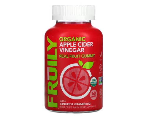 Fruily, Organic Apple Cider Vinegar with Ginger & Vitamin B12, Mixed Fruit, 60 Gummies Fruily, Organic Apple Cider Vinegar with Ginger & Vitamin B12, Mixed Fruit, 60 Gummies