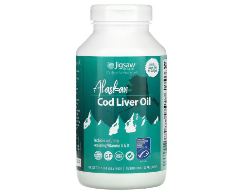 Jigsaw Health, Alaskan Cod Liver Oil, 180 Softgels Jigsaw Health, Alaskan Cod Liver Oil, 180 Softgels