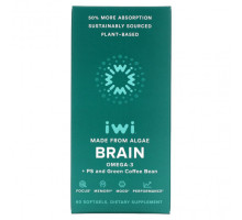 Улучшение памяти и работы мозга iWi, Brain, Омега-3 + PS и зеленые кофейные зерна, 60 мягких таблеток