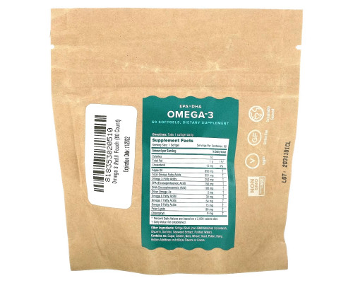 iWi, Omega-3 Refill Pouch, EPA + DHA, 60 Softgels iWi, Omega-3 Refill Pouch, EPA + DHA, 60 Softgels