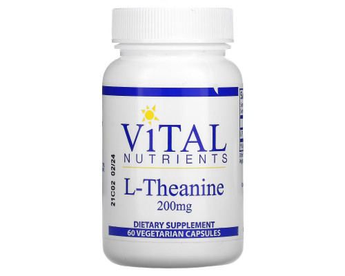Vital Nutrients, L- Theanine, 200 mg, 60 Vegetarian Capsules Vital Nutrients, L- Theanine, 200 mg, 60 Vegetarian Capsules