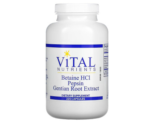 Vital Nutrients, Betaine HCl, Pepsin, Gentian Root Extract, 225 Capsules Vital Nutrients, Betaine HCl, Pepsin, Gentian Root Extract, 225 Capsules