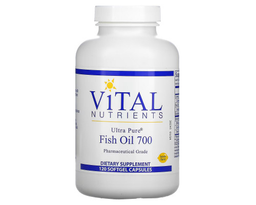 Vital Nutrients, Ultra Pure Fish Oil 700, Lemon, 120 Softgel Capsules Vital Nutrients, Ultra Pure Fish Oil 700, Lemon, 120 Softgel Capsules