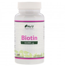 Nu U Nutrition, Biotin, 10,000 µp, 365 Vegan Tablets