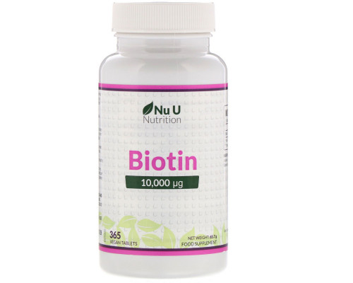 Nu U Nutrition, Biotin, 10,000 µp, 365 Vegan Tablets Nu U Nutrition, Biotin, 10,000 µp, 365 Vegan Tablets