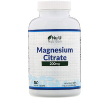 Nu U Nutrition, Цитрат магния, 200 мг, 180 растительных таблеток