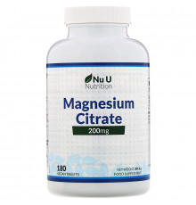 Nu U Nutrition, Цитрат магния, 200 мг, 180 растительных таблеток
