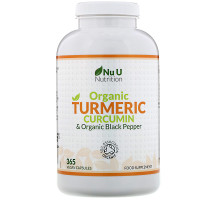 Nu U Nutrition, Органический куркумин с куркумой и органический черный перец, 365 веганских капсул