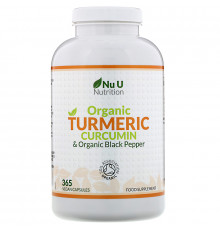 Nu U Nutrition, Органический куркумин с куркумой и органический черный перец, 365 веганских капсул