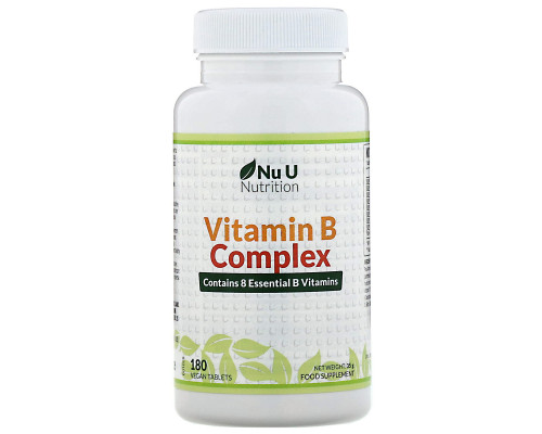 Nu U Nutrition, Комплекс витаминов В, 180 таблеток растительного происхождения Nu U Nutrition, Комплекс витаминов В, 180 таблеток растительного происхождения