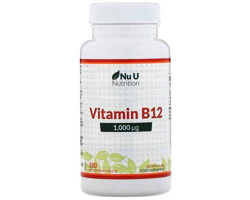 Nu U Nutrition, Vitamin B12, 1,000 µg, 180 Vegetarian Tablets Nu U Nutrition, Vitamin B12, 1,000 µg, 180 Vegetarian Tablets