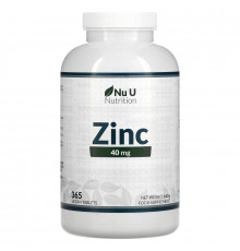 Nu U Nutrition, Цинк, 40 мг, 365 растительных таблеток
