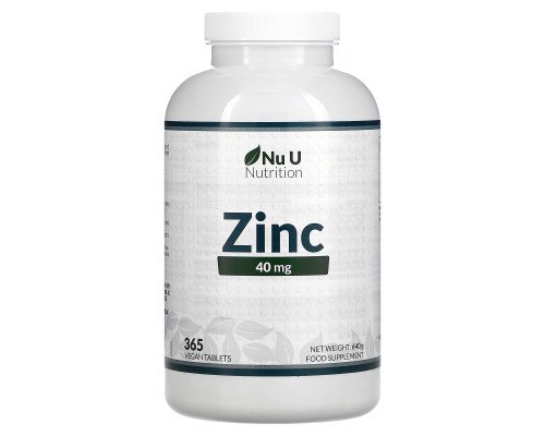 Nu U Nutrition, Цинк, 40 мг, 365 растительных таблеток Nu U Nutrition, Цинк, 40 мг, 365 растительных таблеток