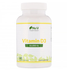 Nu U Nutrition, Vitamin D3, 10,000 IU, 365 Softgel Capsules
