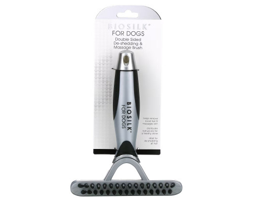 Biosilk, Double Sided De-Shedding & Massage Brush For Dogs, 1 Brush Biosilk, Double Sided De-Shedding & Massage Brush For Dogs, 1 Brush