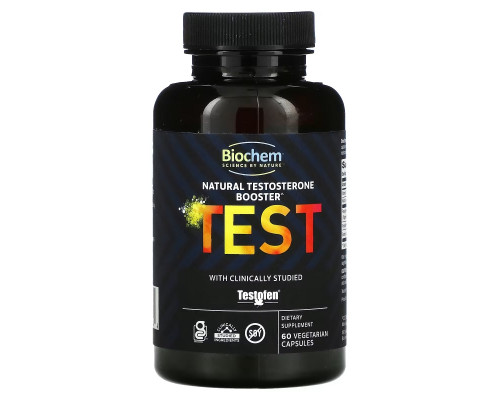 Biochem, TEST, натуральный усилитель тестостерона, 60 вегетарианских капсул Biochem, TEST, натуральный усилитель тестостерона, 60 вегетарианских капсул