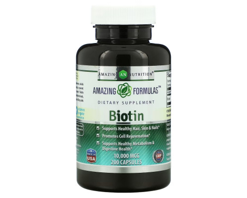 Amazing Nutrition, Биотин, 10 000 мкг, 200 капсул