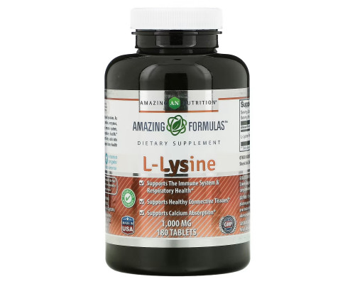 Amazing Nutrition, L-лизин, 1000 мг, 180 таблеток Amazing Nutrition, L-лизин, 1000 мг, 180 таблеток