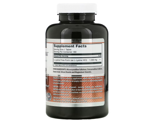 Amazing Nutrition, L-лизин, 1000 мг, 180 таблеток Amazing Nutrition, L-лизин, 1000 мг, 180 таблеток