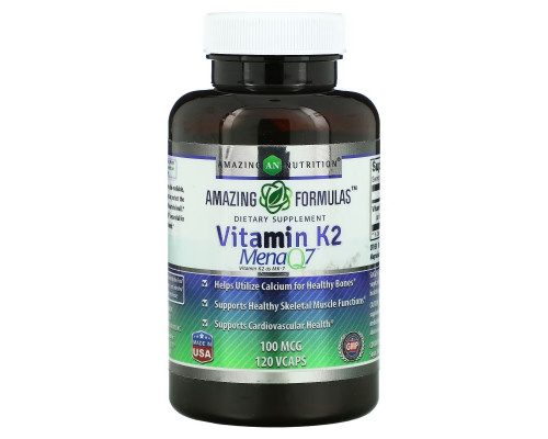 Amazing Nutrition, Vitamin K2, 100 mcg, 120 VCaps Amazing Nutrition, Vitamin K2, 100 mcg, 120 VCaps