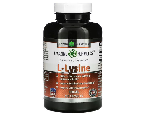 Amazing Nutrition, L-Lysine, 500 mg, 250 Capsules Amazing Nutrition, L-Lysine, 500 mg, 250 Capsules