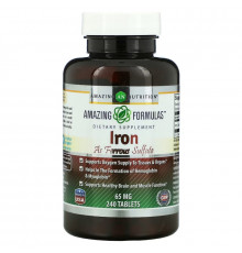 Amazing Nutrition, Iron As Ferrous Sulfate, 65 mg, 240 Tablets