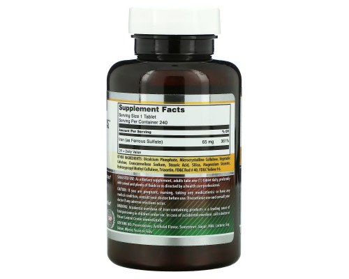 Amazing Nutrition, Iron As Ferrous Sulfate, 65 mg, 240 Tablets Amazing Nutrition, Iron As Ferrous Sulfate, 65 mg, 240 Tablets