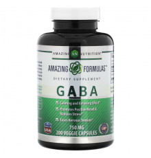 Аминокислоты Amazing Nutrition, ГАМК, 750 мг, 200 растительных капсул