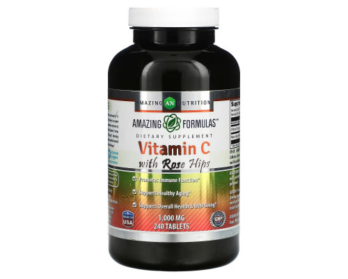 Amazing Nutrition, Vitamin C with Rose Hips, 1,000 mg, 240 Tablets Amazing Nutrition, Vitamin C with Rose Hips, 1,000 mg, 240 Tablets