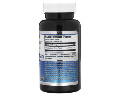 Для здорового сна Amazing Nutrition, L-триптофан, 1000 мг, 60 таблеток Для здорового сна Amazing Nutrition, L-триптофан, 1000 мг, 60 таблеток