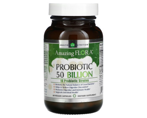 Amazing Nutrition, Amazing Flora, Probiotic, 50 Billion, 60 Veggie Capsules Amazing Nutrition, Amazing Flora, Probiotic, 50 Billion, 60 Veggie Capsules