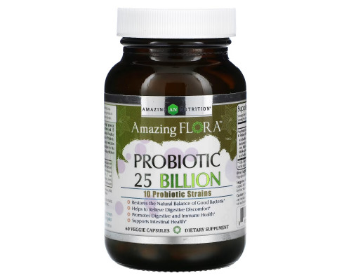 Amazing Nutrition, Amazing Flora, Probiotic, 25 Billion CFU, 60 Veggie Capsules Amazing Nutrition, Amazing Flora, Probiotic, 25 Billion CFU, 60 Veggie Capsules