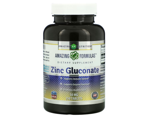 Amazing Nutrition, Zinc Gluconate, 50 mg, 250 Tablets Amazing Nutrition, Zinc Gluconate, 50 mg, 250 Tablets