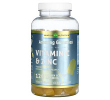 Amazing Nutrition, Amazing Gummies, витамин C и цинк, ледяной лед с лимоном, 120 жевательных таблеток
