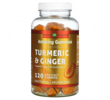 Имбирь и куркума Amazing Nutrition, Amazing Gummies, куркума и имбирь, абрикос, 120 жевательных таблеток