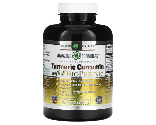 Amazing Nutrition, Turmeric Curcumin with BioPerine, 750 mg, 180 Veggie Capsules Amazing Nutrition, Turmeric Curcumin with BioPerine, 750 mg, 180 Veggie Capsules