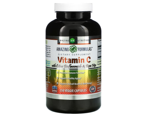 Amazing Nutrition, Vitamin C with Citrus Bioflavonoids & Rosehips, 250 Veggie Capsules Amazing Nutrition, Vitamin C with Citrus Bioflavonoids & Rosehips, 250 Veggie Capsules