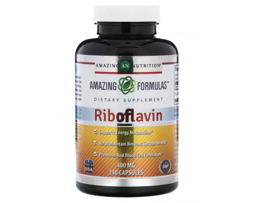 Витамины группы B Amazing Nutrition, Рибофлавин, 400 мг, 240 капсул Витамины группы B Amazing Nutrition, Рибофлавин, 400 мг, 240 капсул