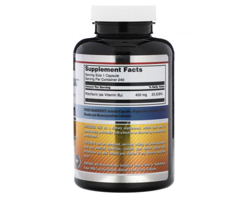 Витамины группы B Amazing Nutrition, Рибофлавин, 400 мг, 240 капсул Витамины группы B Amazing Nutrition, Рибофлавин, 400 мг, 240 капсул