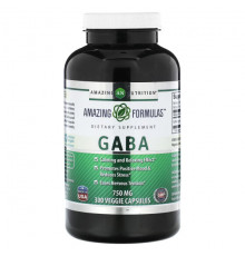 Аминокислоты Amazing Nutrition, ГАМК, 750 мг, 300 растительных капсул